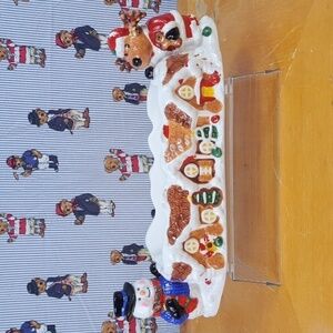 Mr. Moose Santa & Snowman gingerbread house Christmas holiday cracker tray